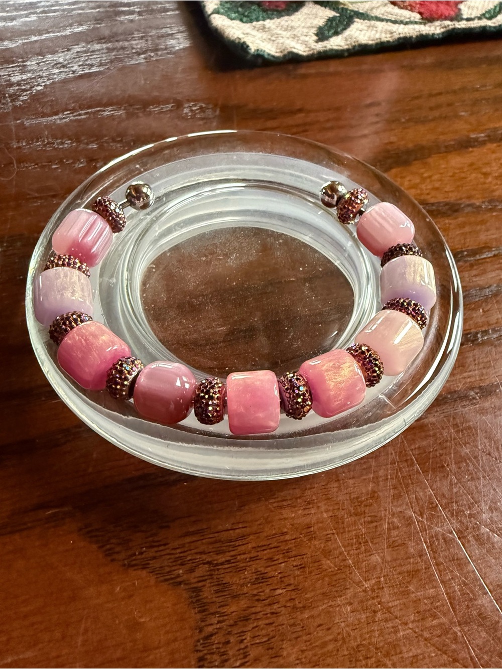 Elegant Rose Pink Bead Bracelet - Women Jewelry